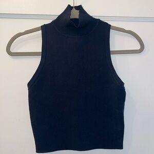 Zara Navy Blue Turtle Neck Crop Top